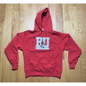 Champion Reverse Weave BOSTON University BU Hockey Hoodie Sweatshirt Medium Red